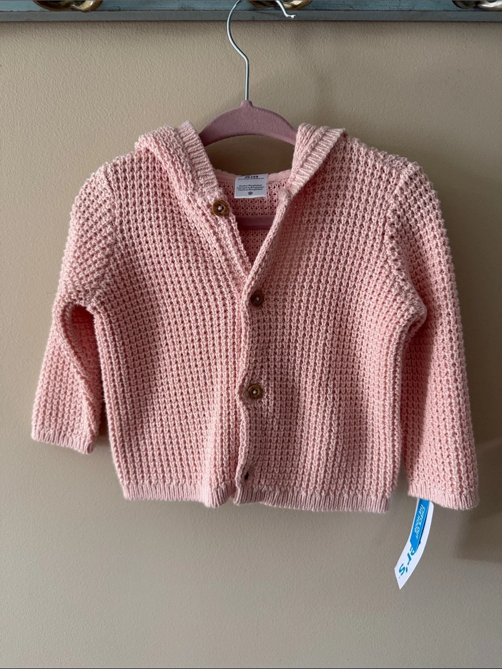 Carter's Pink Knit Hooded Button-Up Cardigan